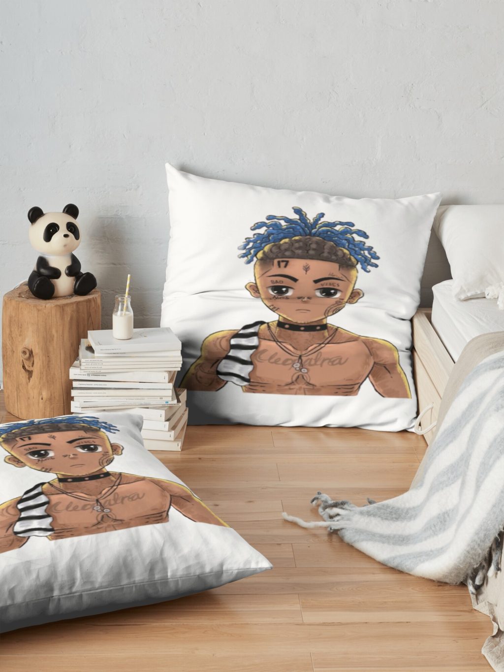 Copie de XXXTentation draw cartoon RIP legend Rap Throw pillow Official Haikyuu Merch