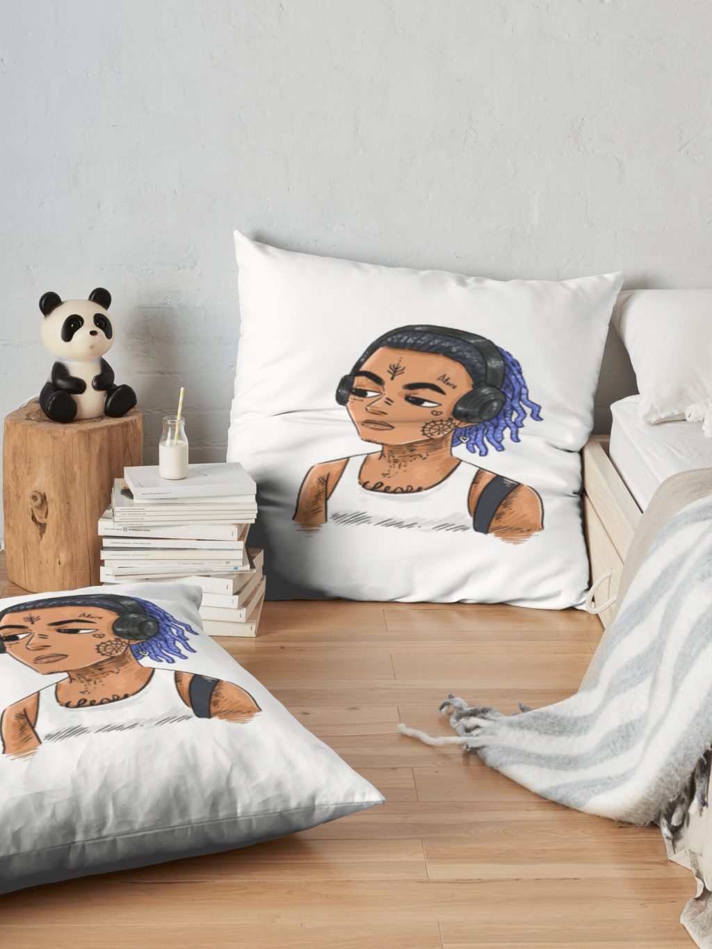 XXXTentation draw profil cartoon RIP legend Rap Emo Throw pillow Official Haikyuu Merch