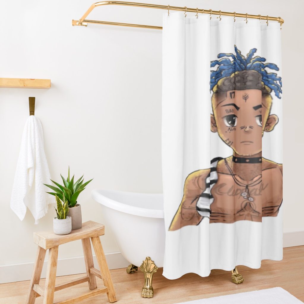 Copie de XXXTentation draw cartoon RIP legend Rap Shower curtain Official Haikyuu Merch