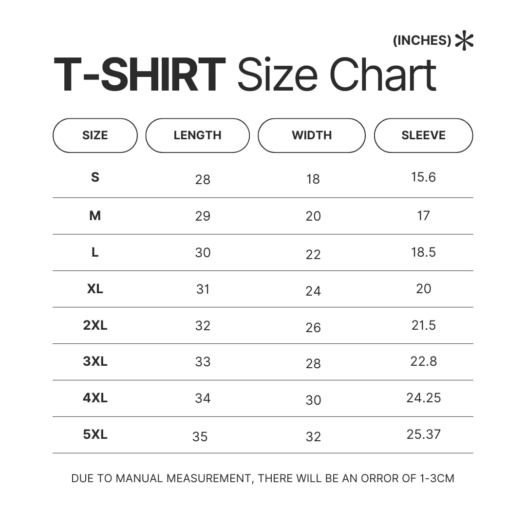 T shirt Size Chart - XXXTentacion Store